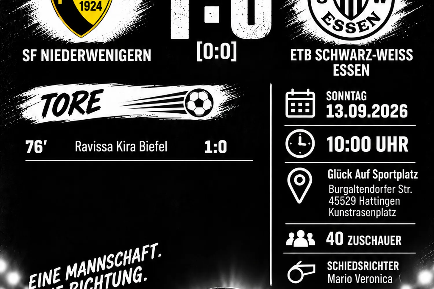 Knappe Niederlage für die 1. ETB-Frauen in Niederwenigern