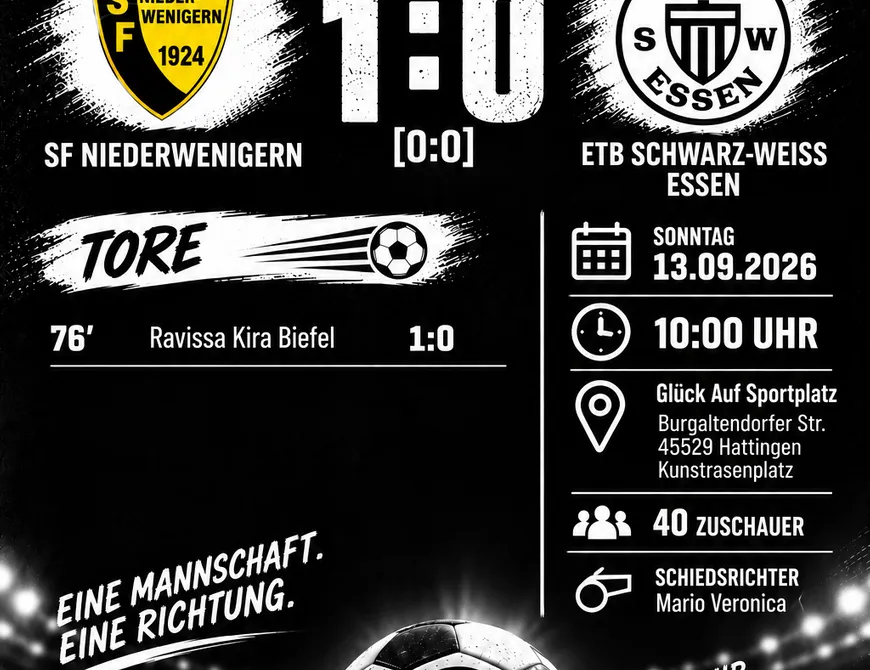 Knappe Niederlage für die 1. ETB-Frauen in Niederwenigern